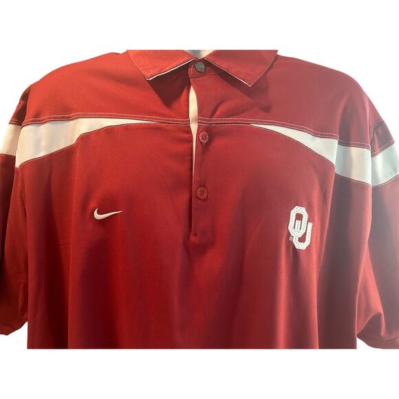 Nike Dri-fit University of Oklahoma Golf Shirt Maroon and White XL - Picture 3 of 9